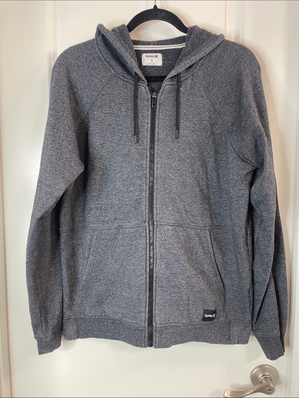 Hurley Men's Heather Charcoal Zip-Up Hoodie Sweatshirt